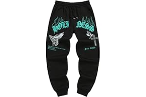 VIPWOLF Men's Y2K Sweatpants Skull Letter Print Drawstring Waist Graphic Sweatpants Jogger Pants