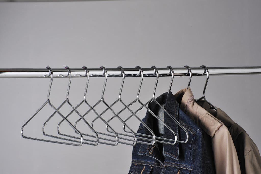 Heavy Duty Chrome Coat Hangers, Pack of 25 Steel Garment Hangers. Made from 5.5mm Chromed Steel