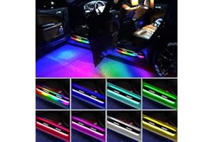 BOHISEN 4Pcs Car Door Sill Plate LED Lights Strip Kit, Wiring-Free Light Welcome Courtesy Lights, Auto-Sensing, Interior Ambient Lighting Kits, Side Marker & for Cars (4Pcs)