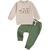 Frietlebird Baby Boy First Birthday Outfit Long Sleeve One Year Birthday Sweatshirt and Pants Sets Cake Smash Outfit 2Pcs
