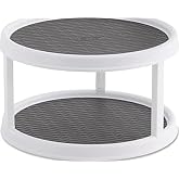 Copco Non-Skid Turntable, 2-Tier, 12-Inch, Durable & Easy Clean, White/Gray