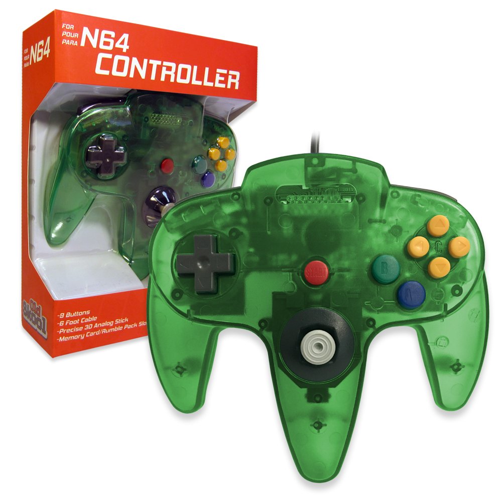 Old Skool Classic Wired Controller Joystick compatible with Nintendo 64 N64 Game System - Jungle Green