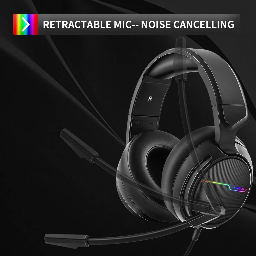 Jeecoo USB Pro Gaming Headset for PC- 7.1 Surround Sound Headphones with Noise Cancelling Mic- Memory Foam Ear Pads RGB Lights for Laptops: Home Audio & Theater