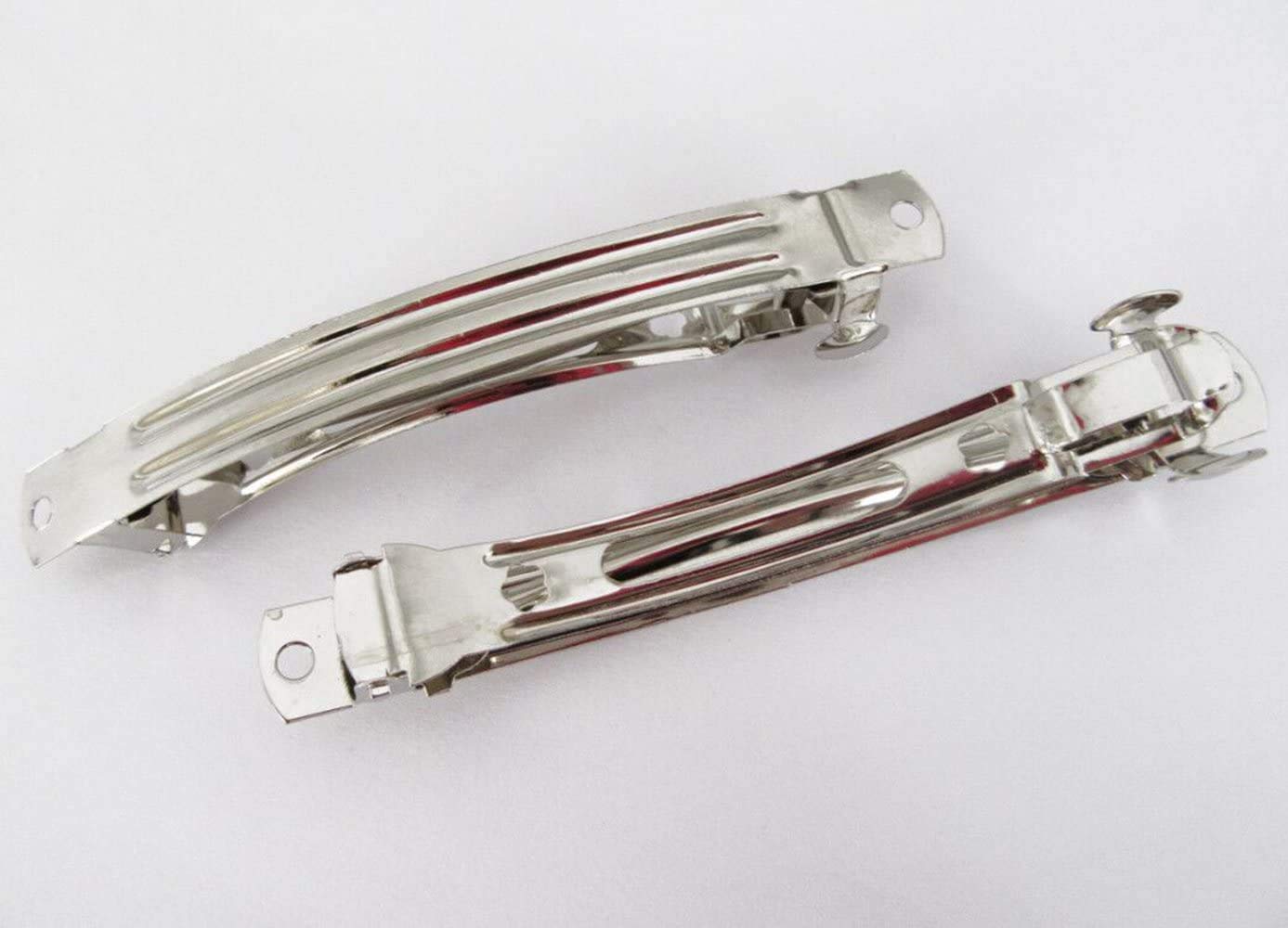 YYCRAFT 80 Pack French Barrette Hair Clips Fun Craft Beading Project, 4 Sizes, Silver Tone : Beauty