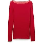 Intimissimi Woman's Sheer Boat Neck Modal Cashmere Ultralight Top
