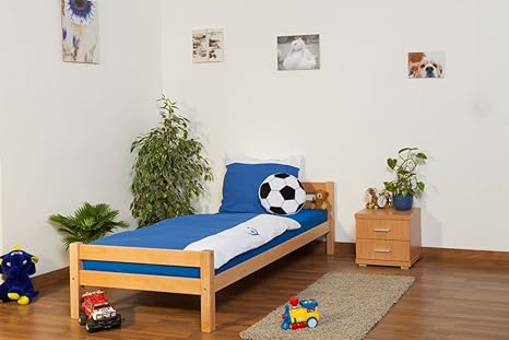 Einzelbett / Jugendbett Markus Buche Vollholz massiv Natur inkl. Rollrost - 90 x 200 cm