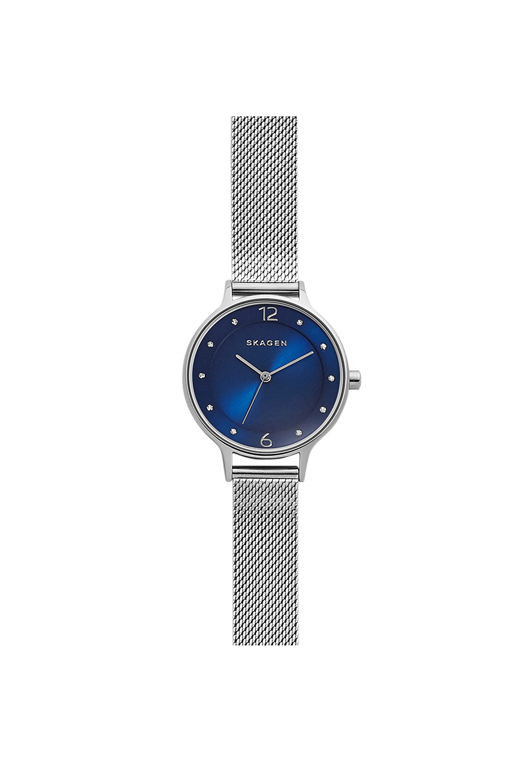 Skagen Watch for Women Anita Lille, Three Hand Movement, 30 mm Silver Stainless Steel Case with a Stainless Steel Mesh Strap, SKW2307