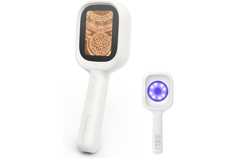 ScopeAround Digital Microscope, Autofocus Handheld Microscope, Magnifier with 2.8" IPS Screen and LEDs, Portable Magnifying Glass, Compatible with Mac/Windows