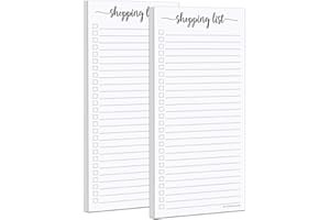 321Done 2-Pack Slim Shopping List Notepad, Made in USA - 3.7x8.5, College Ruled, Minimalist Stylish Handheld Grocery List, Store, Market, Pad for Planning, Organizing, Meal Prep - 50 Sheets per Pad