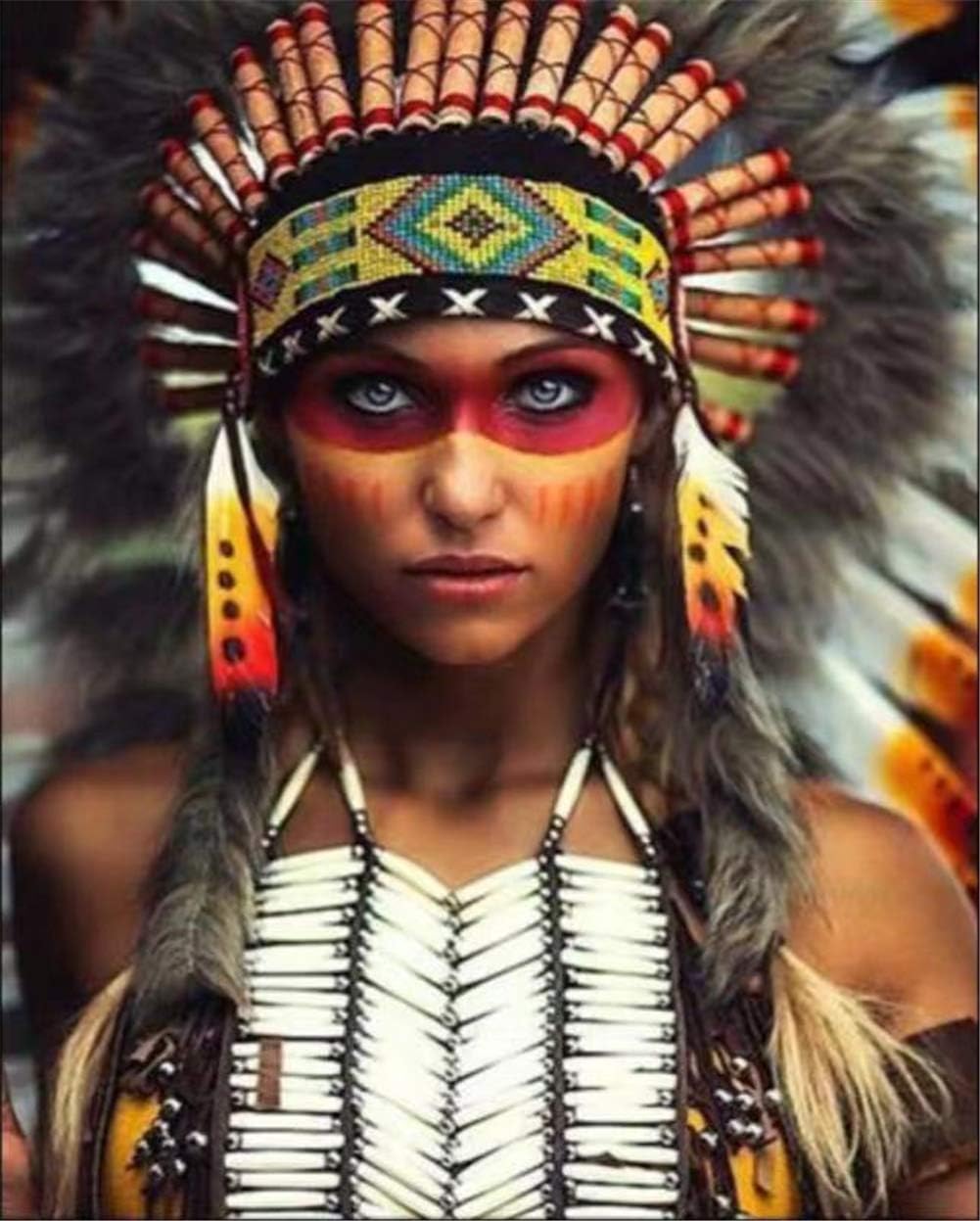 LanMent Painting by Numbers for Adults African Primitive Aboriginal Women, DIY Oil Paint by Number Kits Home Decor Wall Gift Painted for Painting Beginner 16 x 20 Inches