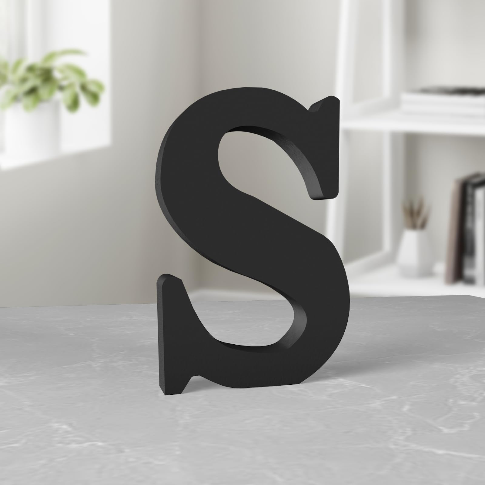 Aruatu 6 Inch Black Wood Letters for Wall Decor - Unfinished Decorative Standing Slices Sign Board Decoration for Craft Home Party Projects (S)