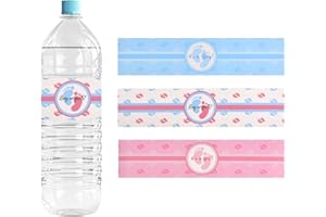 URROMA 48 PCS Gender Disclosure Water Bottle Sticker, Waterproof Little Feet Pattern Water Bottle Labels for Baby Shower for Baby Party Baby 1st Birthday Party Water Labels Supplies