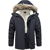 TRUPPALAND Men's Winter Parka Jacket, Windproof Water-Resistant Ski Jacket Sherpa Lined Coat with Hood