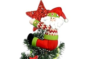 HONGSOME Christmas Tree Topper Santa Claus,Unique Holiday Xmas Decorations Funny Home Decor,Also Be Used As Curtain Tie and Hugger Wine Bottle,Red White Green
