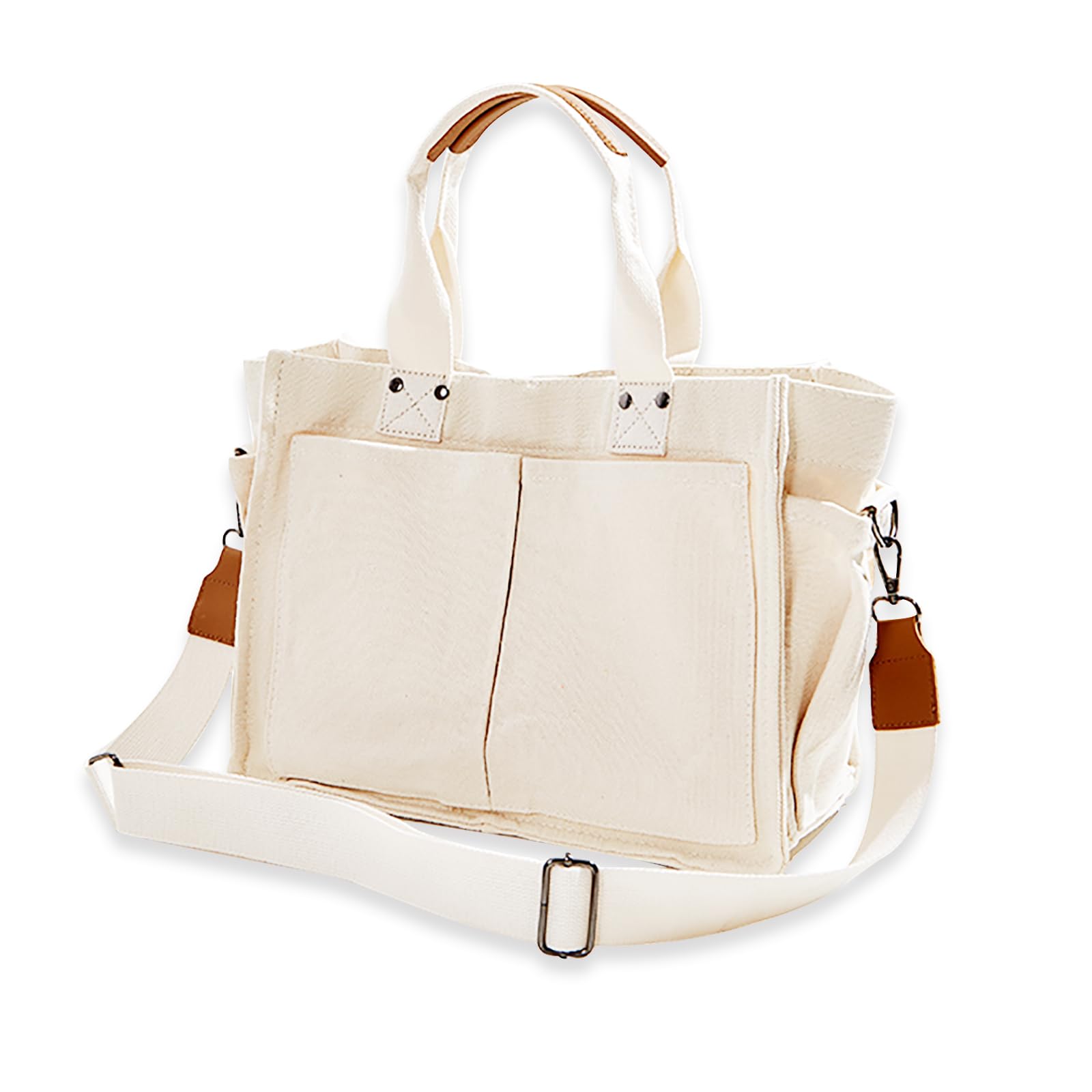Canvas Tote Bags for Women Large Capacity Messenger Bag Durable Shoulder Bag Multi Pocket Casual Work Bags