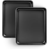 Toaster Oven Pans Set of 2, Shinsin 11-Inch Nonstick Baking Sheet Pans and Trays, 1/8 Thicker Replacement Small Baking Tray Accessories for Cookie, Non Toxic and Easy Clean and Diswasher Safe,Black