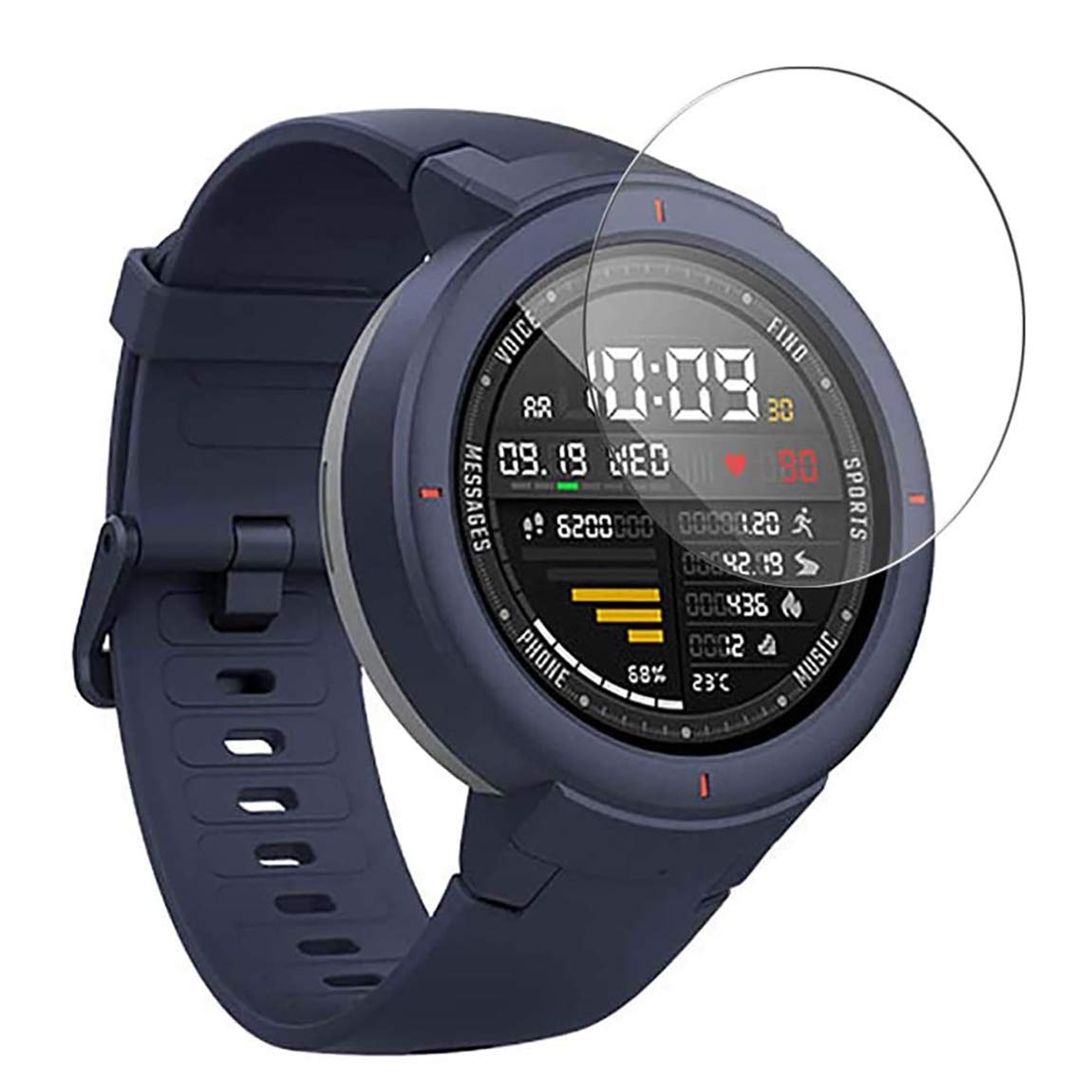 E-Hamii [2-Pack Compatible with Huami Amazfit Verge Tempered Glass,2.5D Double Defense[Scratch Resistant,High Definition,Bubble Free] 9H Screen Protector Film Huami Amazfit Verge