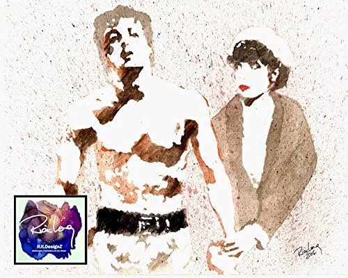HAND DRAWN Artist Watercolor Original 9" x 11" PRINT of Rocky and Adrian Balboa!! Available in 11x14, and 20x30 Prints as well!! Great Gift Idea!