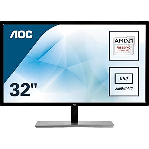 AOC 32 Inch Q3279VWF QUAD HD Multimedia monitor VGA/DVI/HDMI/Display Port Monitor 75Hz, 5Ms