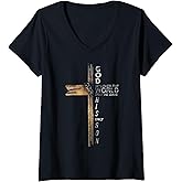 Womens Son Of God Jesus Christ Cross Christian 9 John 3 16 V-Neck T-Shirt