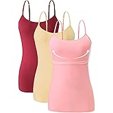 Orrpally Women Cotton Camisole Shelf Bra Cami Tank Tops Adjustable Spaghetti Strap Tank Top 3-Pack