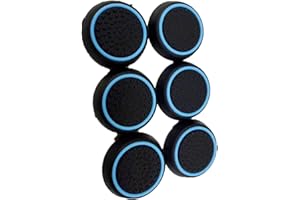 UPONEW 6 PCS Black with Blue Controller Thumbstick Caps Cover Replacement Silicone Touch Controller Rocker Cover for PS3 / PS4 / PS5