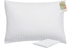 ZPECC Toddler Pillow with Pillowcase - 16x22 Organic Cotton Hypoallergenic Kids Pillow, Baby Essentials for Travel Crib Daycare Stroller (Intended for Age 2 and up) White Stripe
