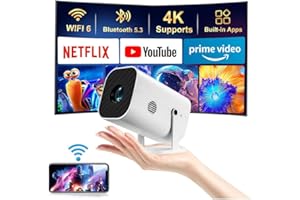 【Built-in APPS & Electric Focus & Auto Keystone】 Mini Projector, with Dual Band WiFi 6 5G and Bluetooth, 1080P Portable Proje