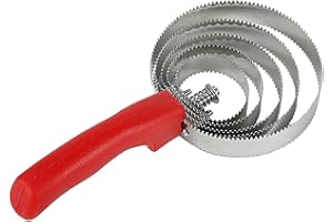 kathson 5 Rings Curry Comb Horse Brush Scraper Reversible Stainless Steel Livestock Shedding Comb with Soft Touch Grip for Dog Horse Grooming Supplies (Red)