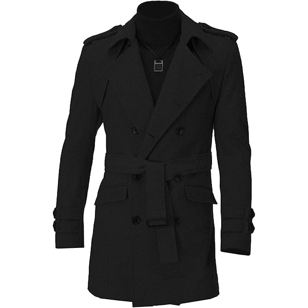 TruClothing Mens 3/4 Long Double Breasted Overcoat Jacket Wool