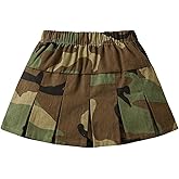 RoseSeek Girl's Flared Camo Pleated Skirt Elastic High Waist A Line Streetwear Jersey Mini Skirts for Girls