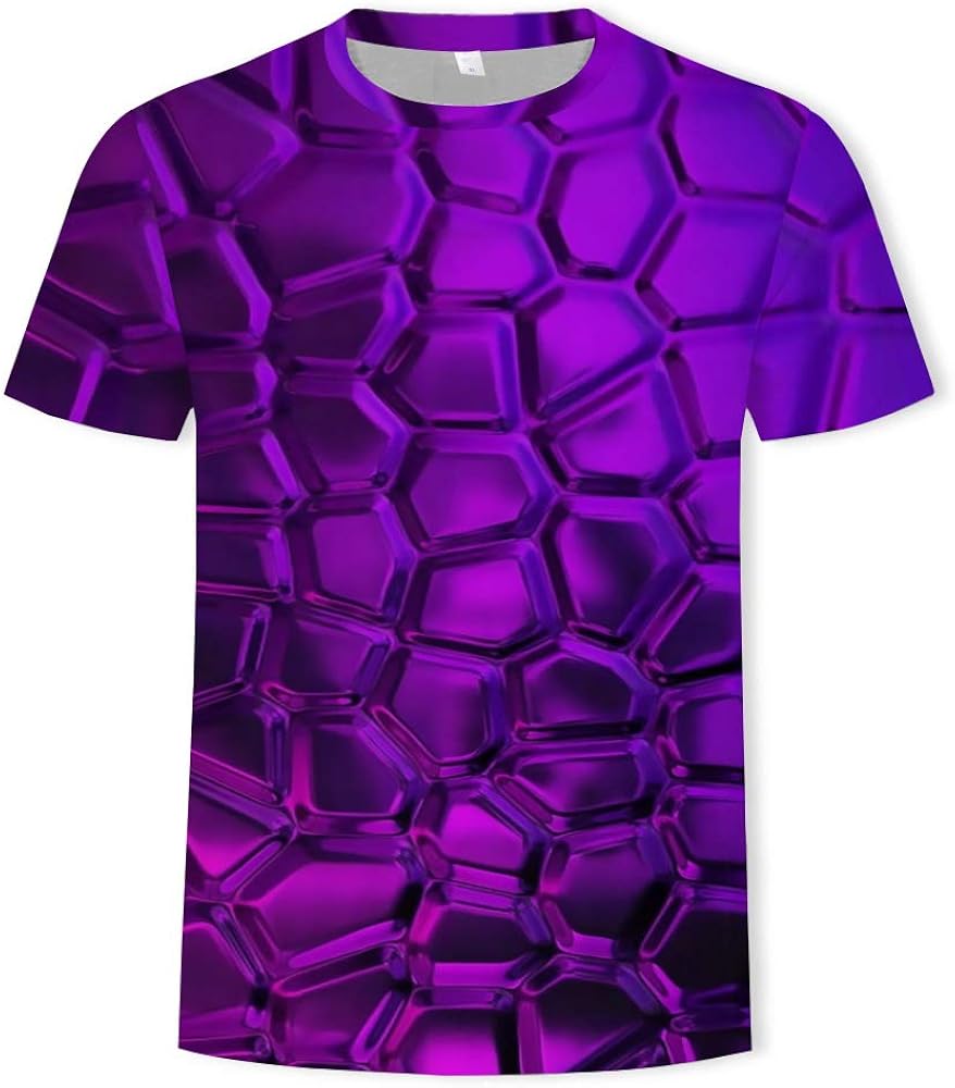Men's 3D TShirt, Geometric Digital Print Men's TShirt, Round Collar