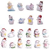 Rardsay 20 Pcs Mini Christmas Snowman Figurines, Winter Miniature Snowmen Ornaments for Christmas DIY Craft Fairy Garden Desktop Decor