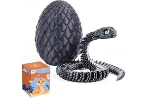 WUQIREN 3D Printed Snake Egg with Snake Inside,3D Printed Animals,Like Movable Snake Realistic Slithering Design,18inch Snake (Black)