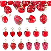 Magibeads 16Pcs Lampwork Fruit Charms for Jewelry Making Reds Crystal Glass Pendants Assorted Apple Grape Strawberry Cute Fruit Beads 3D Dangle Charms for Necklace Bracelet Earrings DIY Crafts