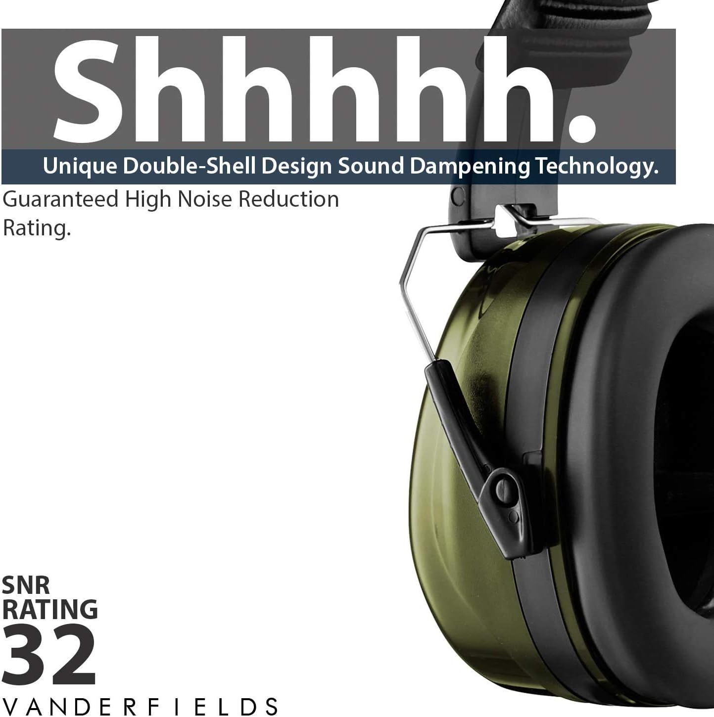Ear Defenders Adult - Foldable Hearing Protection Ear Muffs Noise Cancelling - Perfect for DIYm Working, Shooting, Gardening - Adjustable Headband for Adults Men Women - 2 Years Warranty - Green - - 