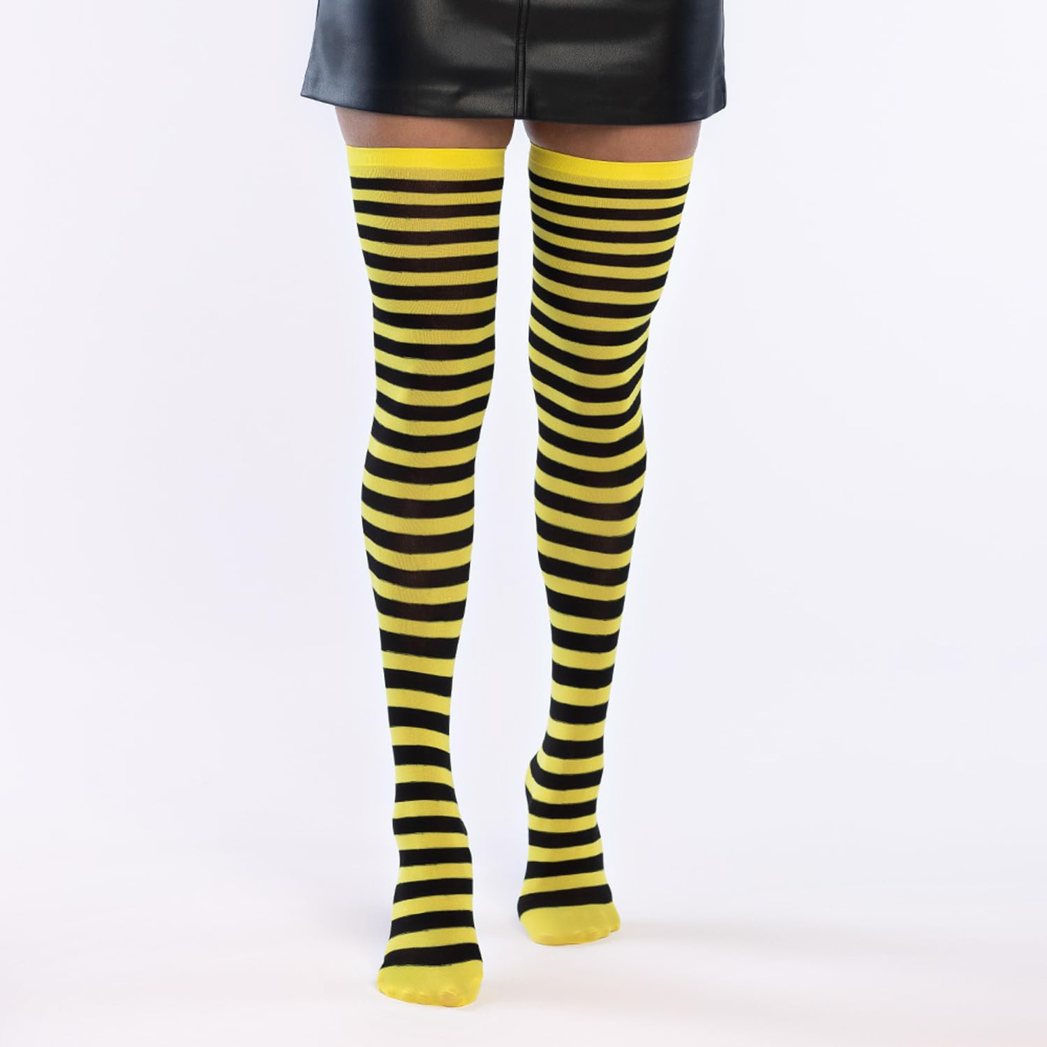 Boland Yellow and Black Hold Ups, Stockings, Socks, Bee Fancy Dress Accessory, Halloween, Adult, One Size (One Size)