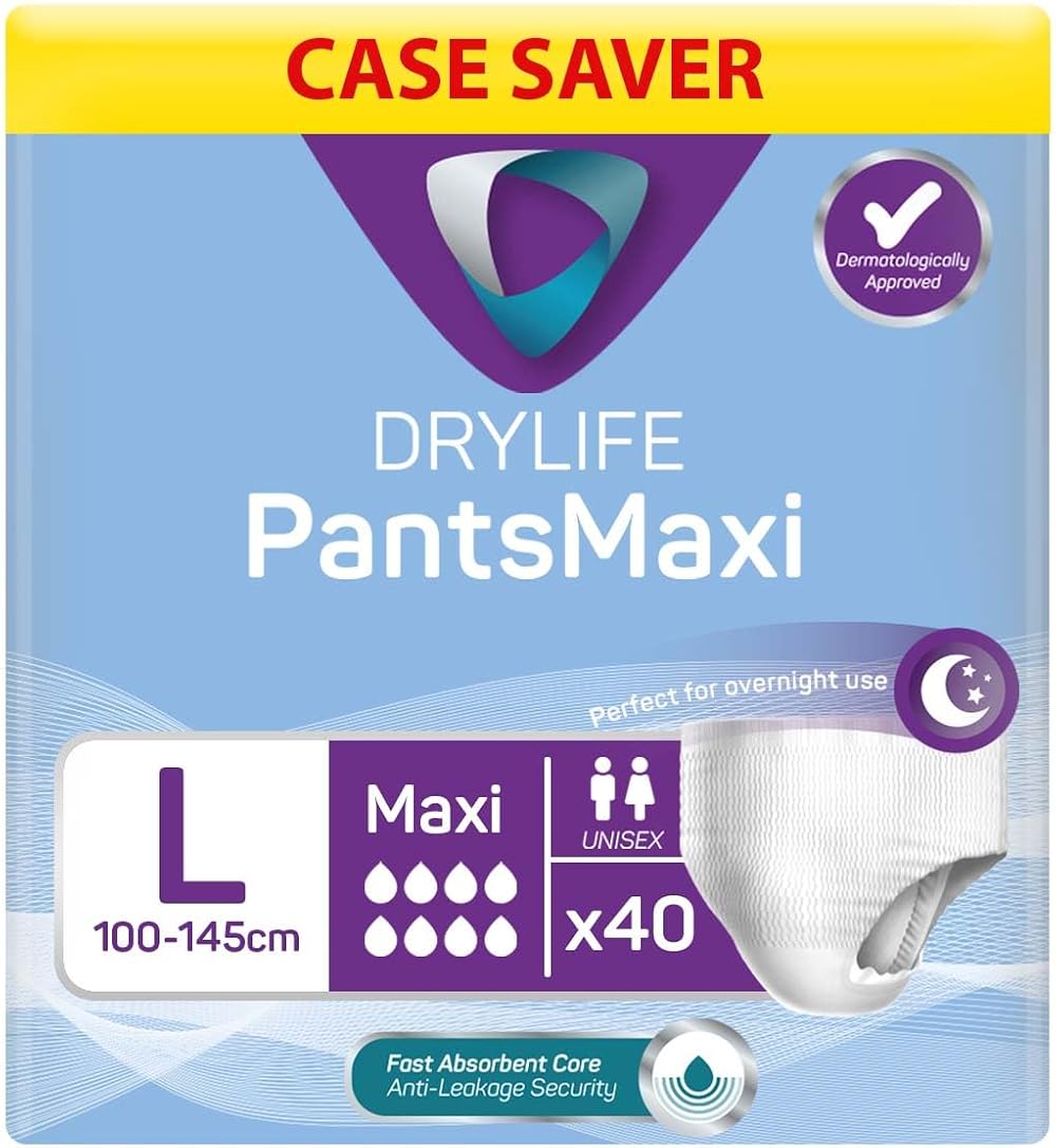 Drylife Pants Maxi Disposable Pull-Up Unisex Incontinence Large 4x10