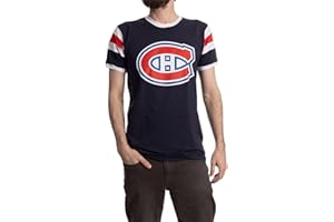 Calhoun NHL Mens Shoulder Stripe Varsity Inset Sleeve Retro Style T-Shirt