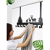 BeiLeiNiceHK Over The Door Hook Easy Installation Organizer Coat Hooks Wall Mounted Metal Towel Hook Rack Animal Deer Hanger for Bathrooms Door Hanging Dual Mounted Key Hooks 8-Hooks,Black