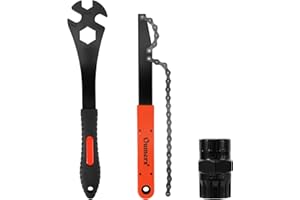 Oumers Bike Cassette Removal Tool, Bicycle Chain Whip＋Pedal Wrench＋2 in1 Freewheel Removal Tool, Bicycle Pedal Removal Spanne