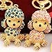 Cute Dog Sparkling Poodle Crystal Rhinestone Alloy Metal Keychain Animal Puppy Lover Kawaii Keyring Key Chain Pendant Purse Handbag Bag Car Hanging Charm Decoration Gift - A Pair(Light Blue & Pink)