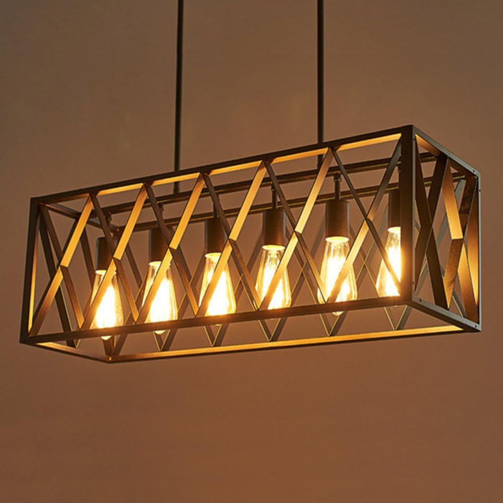 Joypeach 6 Light Nordic Creative Personality Retro Lighting Restaurant Lights Bar Style Iron Industry Chandelier for Living Room 110V