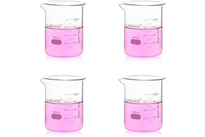 Labvida 4pcs 500ml Upgrated Thick Glass Beakers, Griffin Low Form Beaker Set with Double Scale, 3.3 Boro, LVA012