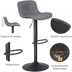 YOUTASTE Fabric Grey Bar Stools Set of