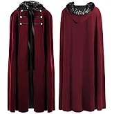 Medieval Renaissance Hooded Cape Velvet Fur Collar Cloak With Hood Gothic Capelet Hobbit Halloween Costume