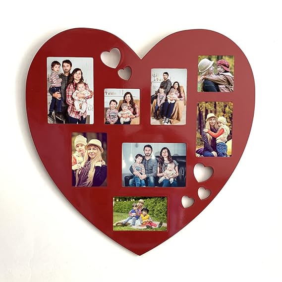 Picrazee Wooden Heart shape Photo Frame For Wall Decor Big Size