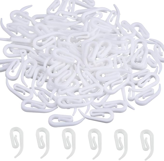 KOTARBAU Set 100 Clip Per Tende Con Ganci, Bianco – Fermagli In Plastica Per Aste, Diametro 9 Mm, Lunghezza 40 Mm, Silenziosi, Facili Da Usare, Accessorio Per Arredo Finestra