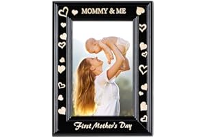 Hohomark First Mothers Day Picture Frames for Mom from Baby, Mommy and Me 1st Mothers Day Photo Frames, 6"x8", Black Wood Frame, Holds 3.5"x5.5" Photo