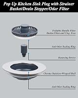 Hibbent Kitchen Sink Strainer and Plug Combo 3-in-1 70-86mm Stainless ABS view 5